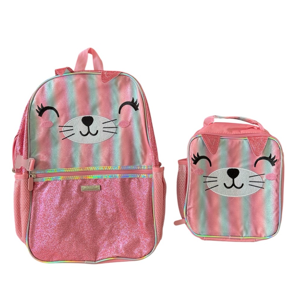Child Girl Backpack and Lunchbox Fashion Shiny Kitty 2Piece Set, Never Used NWOT - Picture 1 of 5